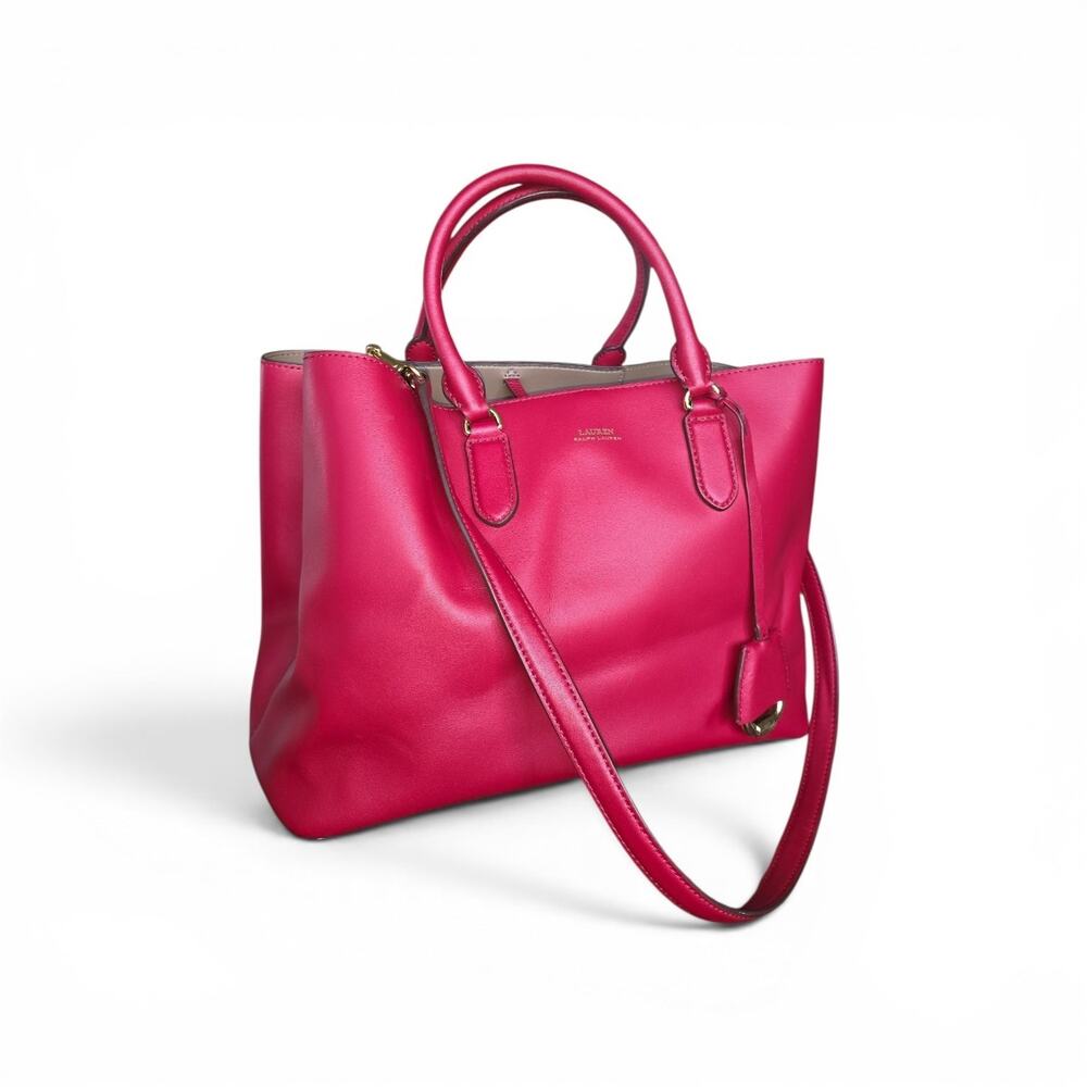 Ralph Lauren Seasonless BSR Leather Tote Handbag Red